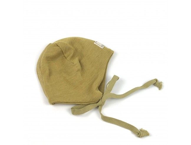 Gorro bebé lana/seda orejera mostaza PICKAPOOH