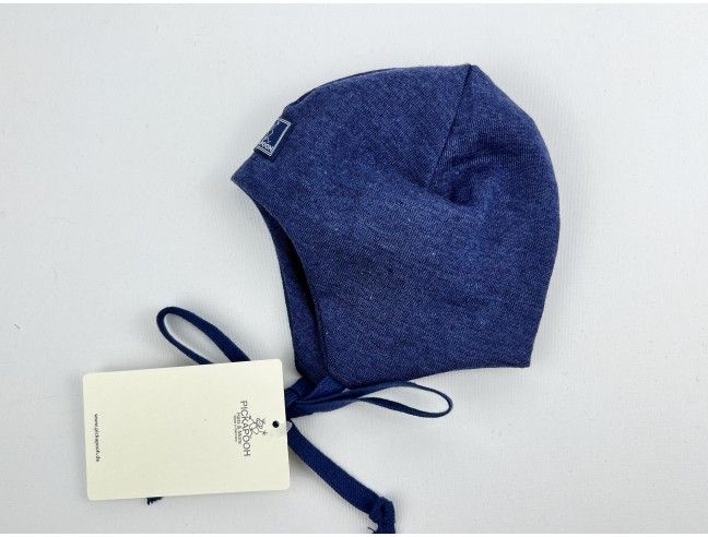 Gorro bebé lana/seda orejera marino PICKAPOOH