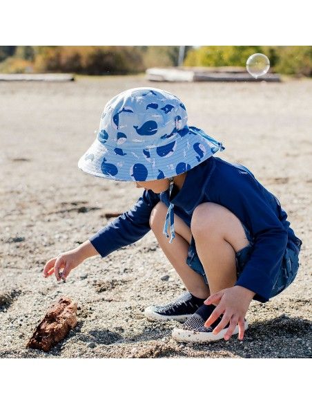 Sombrero ajustable Bucket con protección solar Blue Whale