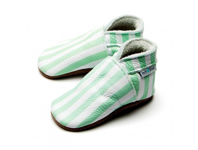 Zapatito de suela blanda Stripes Mint INCH BLUE