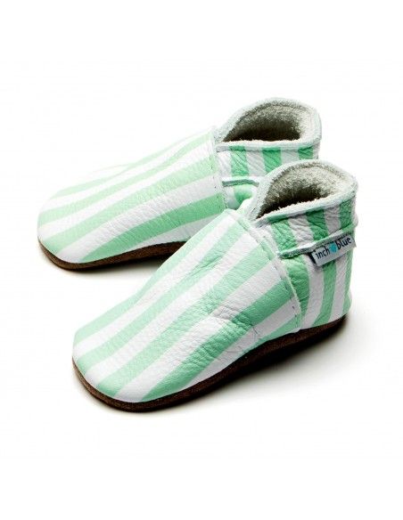 Zapatito de suela blanda Stripes Mint INCH BLUE