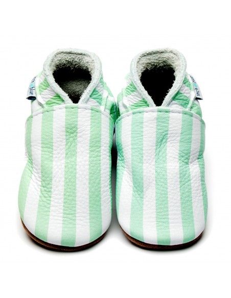 Zapatito de suela blanda Stripes Mint INCH BLUE