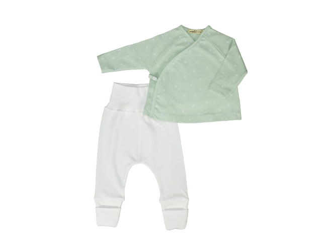 Conjunto 2 piezas Algodón Orgánico ESTRELLAS MENTA SonPetit