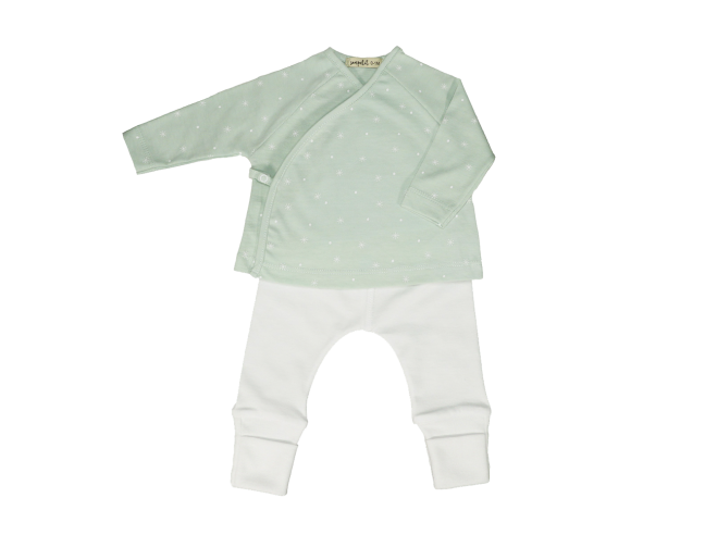 Conjunto 2 piezas Algodón Orgánico ESTRELLAS MENTA SonPetit