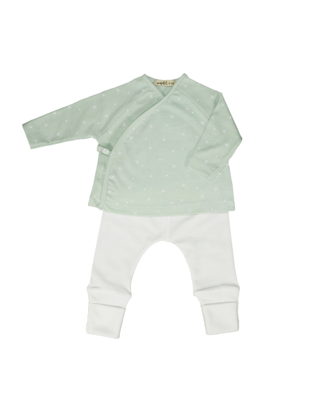 Conjunto 2 piezas Algodón Orgánico ESTRELLAS MENTA SonPetit
