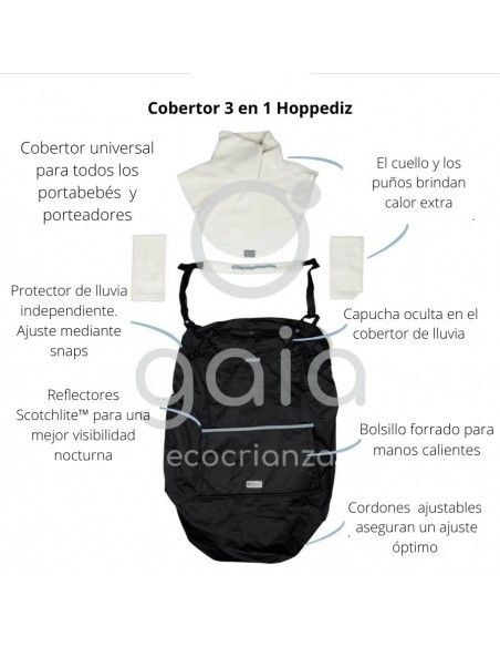 Cobertor porteo 3 en 1 Hoppediz gris claro