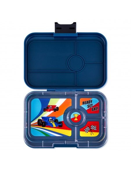 YUMBOX TAPAS 4 compartimentos  MONTECARLO BLUE + RACE CARS