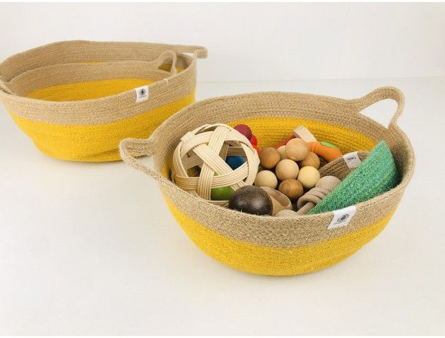 Cesta con asas Anidando AMARILLO 32*15 cm