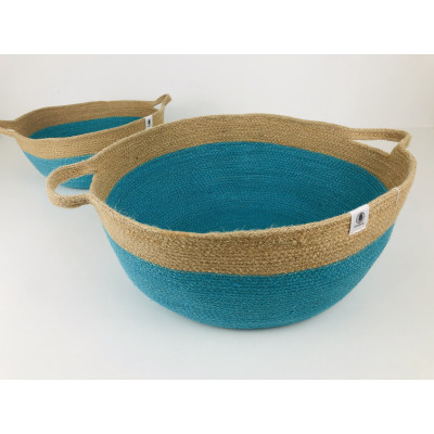 Cesta con asas Anidando TURQUESA 32*15 cm