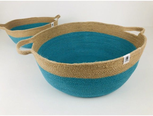 Cesta con asas Anidando TURQUESA 32*15 cm