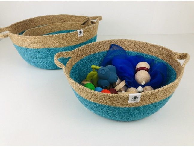 Cesta con asas Anidando TURQUESA 32*15 cm