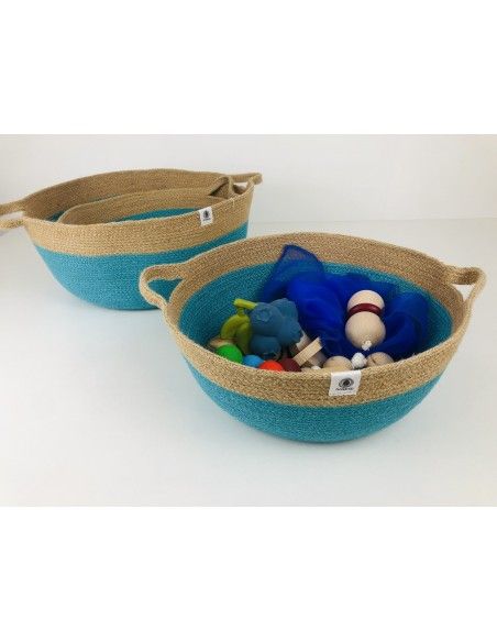 Cesta con asas Anidando TURQUESA 32*15 cm