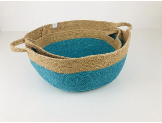 Cesta con asas Anidando TURQUESA 32*15 cm