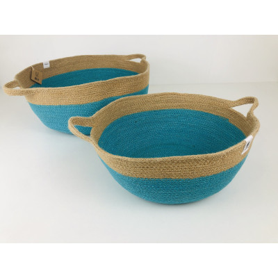 Cesta con asas Anidando TURQUESA 32*15 cm