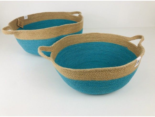 Cesta con asas Anidando TURQUESA 32*15 cm