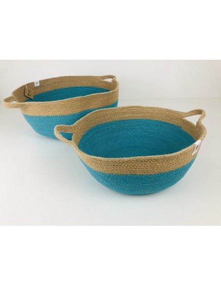 Cesta con asas Anidando TURQUESA 32*15 cm
