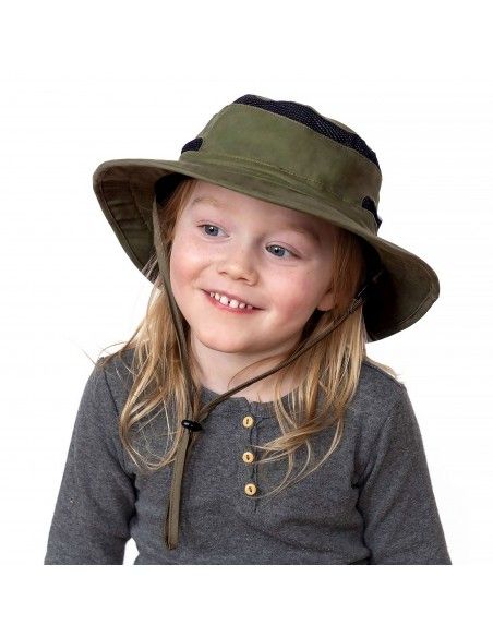 Sombrero ala ancha con protección solar Junior Jasper Hat Janandjul Army Green