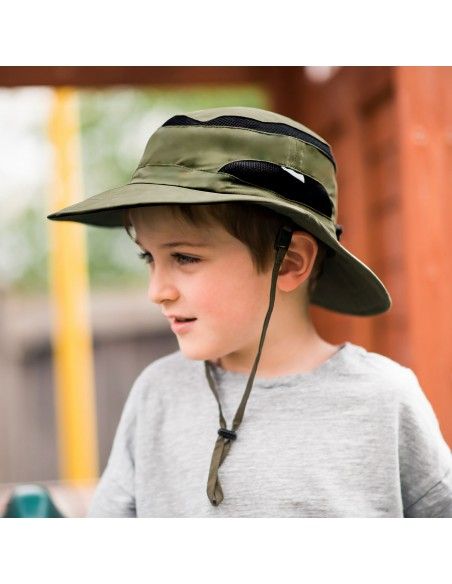 Sombrero ala ancha con protección solar Junior Jasper Hat Janandjul Army Green