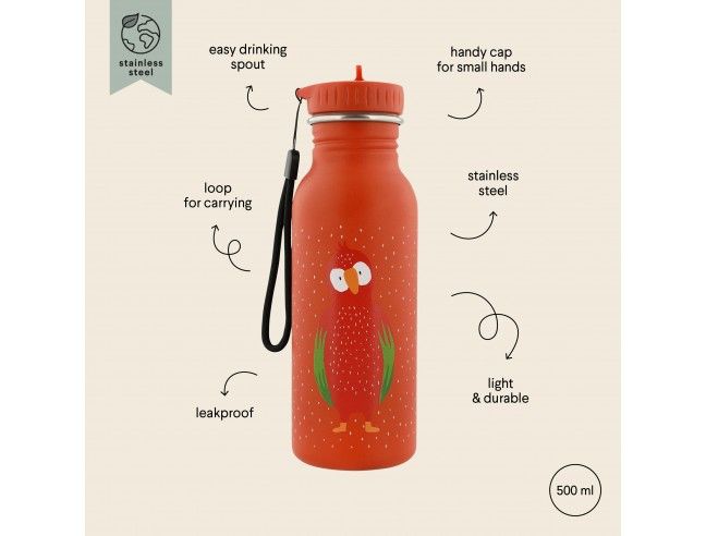 Botella Trixie de acero inoxidable Loro 500ml