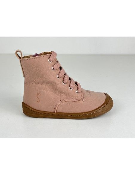 Botín Barefoot cordones Flexi Nens Pink Nude