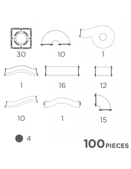 Bloques magnéticos PISTA DE BOLAS LUMINOSAS 100 PZ CleverClixx (Colores vivos)