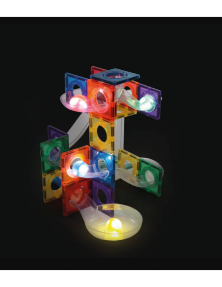 Bloques magnéticos PISTA DE BOLAS LUMINOSAS 100 PZ CleverClixx (Colores vivos)
