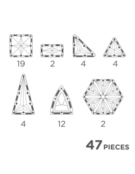 Bloques magnéticos CÚPULA CURVA 47 piezas CleverClixx (Colores vivos)