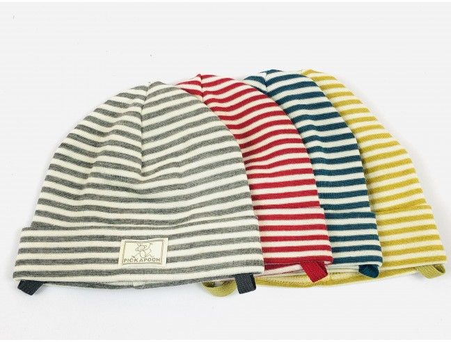 Gorro bebé lana/seda CON VUELTA natur/marino...