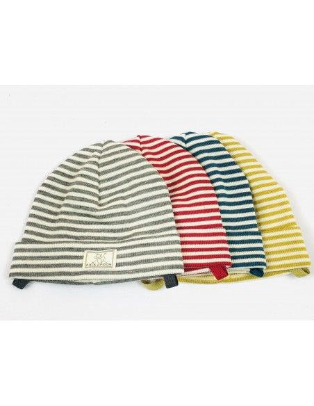 Gorro bebé lana/seda CON VUELTA natur/marino PICKAPOOH