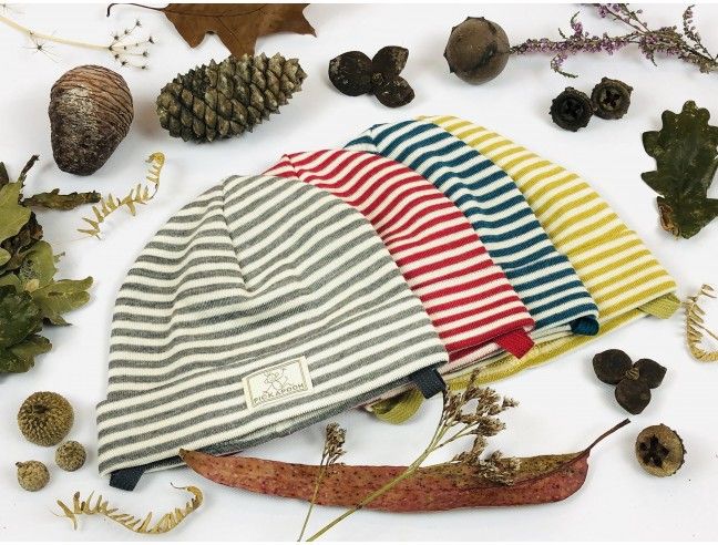 Gorro lana/seda CON VUELTA natur/gris PICKAPOOH