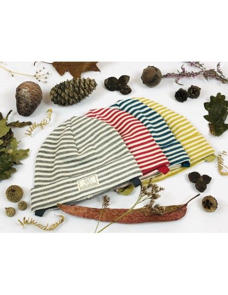 Gorro lana/seda CON VUELTA natur/gris PICKAPOOH