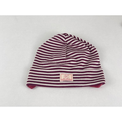 Gorro bebé lana/seda CON VUELTA natur/morado PICKAPOOH