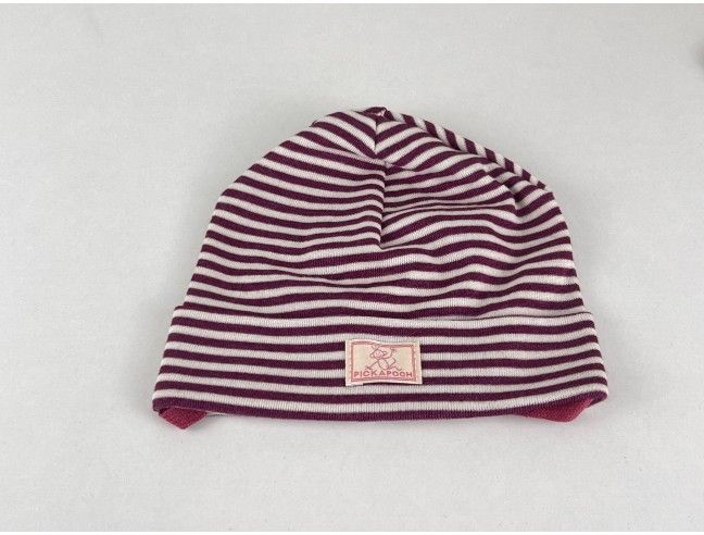 Gorro bebé lana/seda CON VUELTA natur/morado...