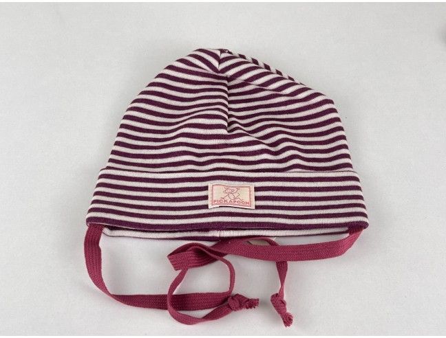 Gorro bebé lana/seda CON VUELTA natur/morado...