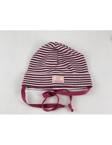 Gorro bebé lana/seda CON VUELTA natur/morado PICKAPOOH
