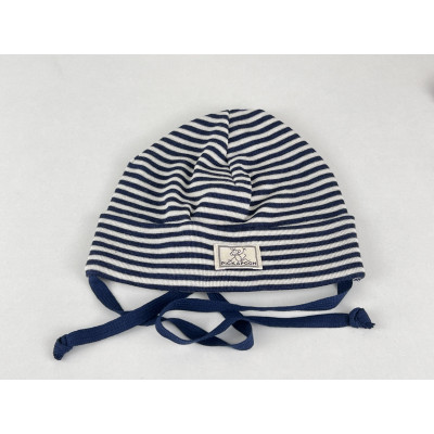 Gorro bebé lana/seda CON VUELTA natur/marino PICKAPOOH