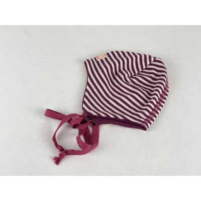 Gorro bebé lana/seda orejera natur/morado PICKAPOOH