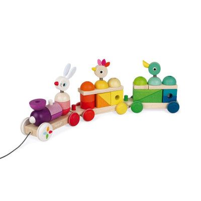 Juguete de arrastre TREN GIGANTE MULTICOLOR ZIGOLOS  JANOD