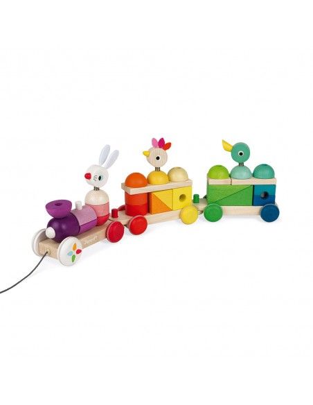 Juguete de arrastre TREN GIGANTE MULTICOLOR ZIGOLOS  JANOD