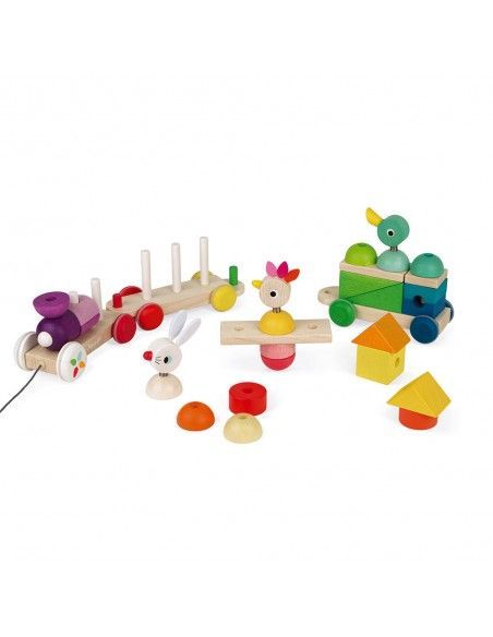 Juguete de arrastre TREN GIGANTE MULTICOLOR ZIGOLOS  JANOD