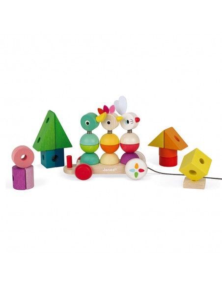 Juguete de arrastre TREN GIGANTE MULTICOLOR ZIGOLOS  JANOD