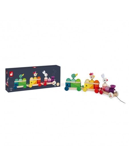Juguete de arrastre TREN GIGANTE MULTICOLOR ZIGOLOS  JANOD