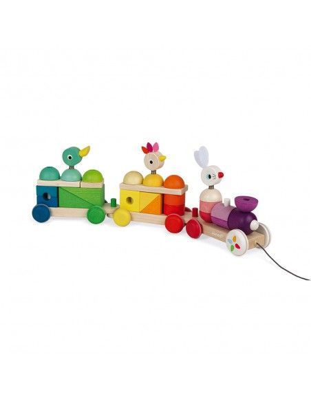 Juguete de arrastre TREN GIGANTE MULTICOLOR ZIGOLOS  JANOD