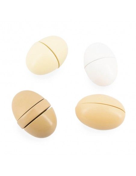 Juguetes para cocinita HUEVERA CON 4 HUEVOS DE MADERA