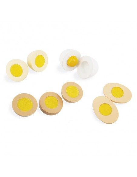 Juguetes para cocinita HUEVERA CON 4 HUEVOS DE MADERA