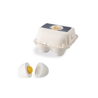 Juguetes para cocinita HUEVERA CON 4 HUEVOS DE MADERA