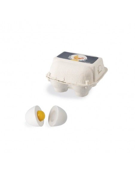 Juguetes para cocinita HUEVERA CON 4 HUEVOS DE MADERA