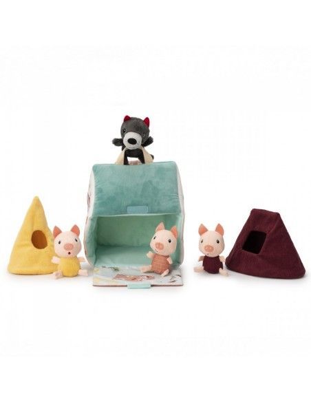 Juego de tela "Las casas del lobo y los 3 cerditos" Lilliputiens