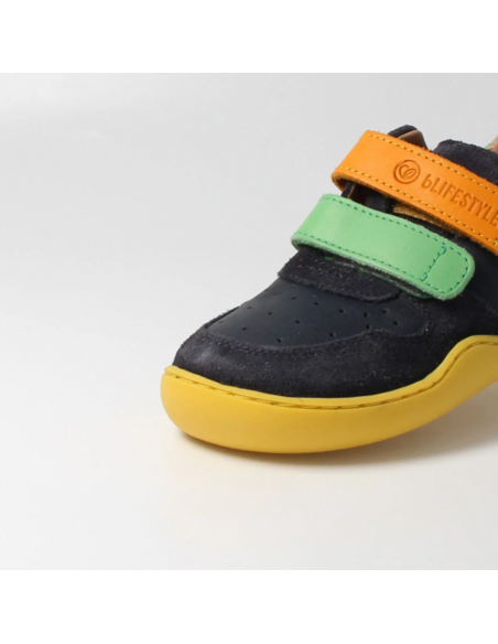 Zapato barefoot con doble velcro bLIFESTYLE Marino/amarillo