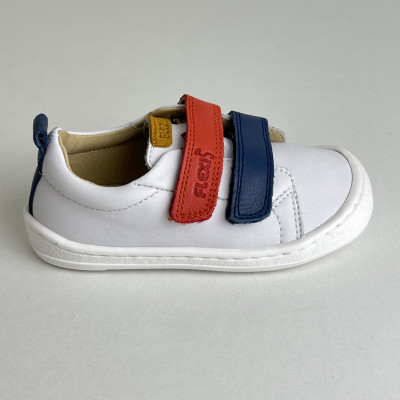 Deportiva barefoot Flexi Nens Piel Blanco/Iris/Rojo